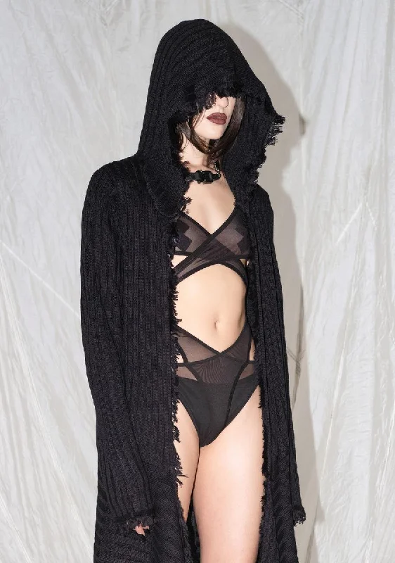 Trendy Boutique Online Synth Unisex Hooded Longline Cardigan