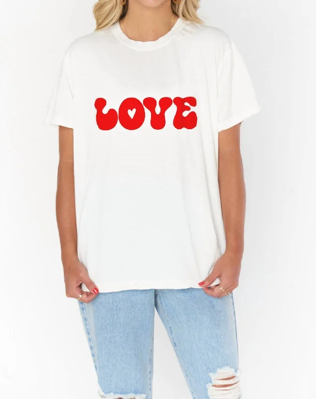 Chic Casual Style Love Graphic Tee In White