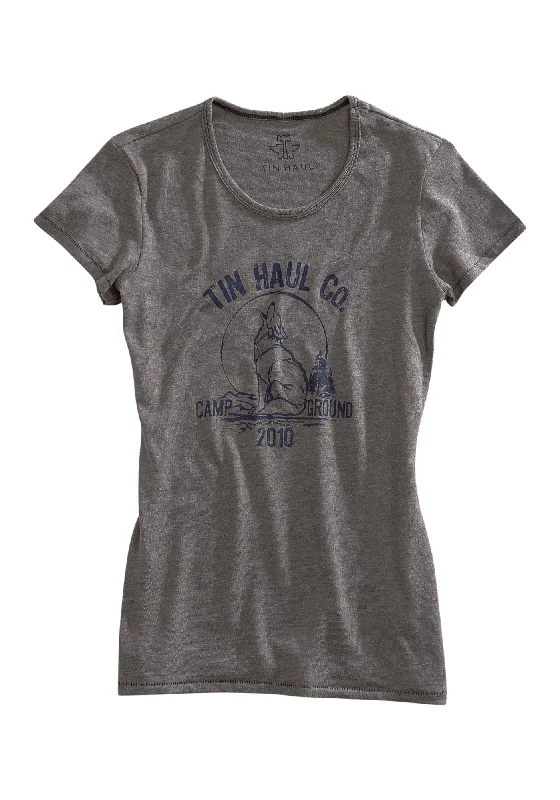 Women's Elegant Evening Outfit Tin Haul Womens Grey 100% Cotton Coyote Campground S/S T-Shirt