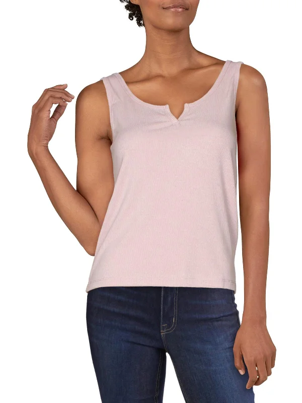 Casual Chic Clothing Juniors Womens Ribbed Notched Neck Tank Top