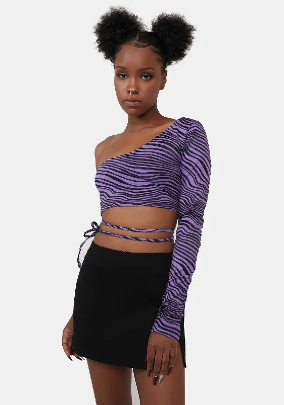 Sporty Streetwear Desert Terrain Purple Shanin Crop Top