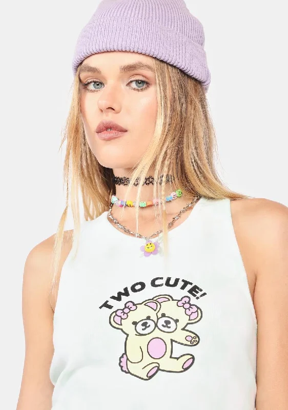 Fashionable Women's Wardrobe Two Cute Bears Tie Dye Tank Top