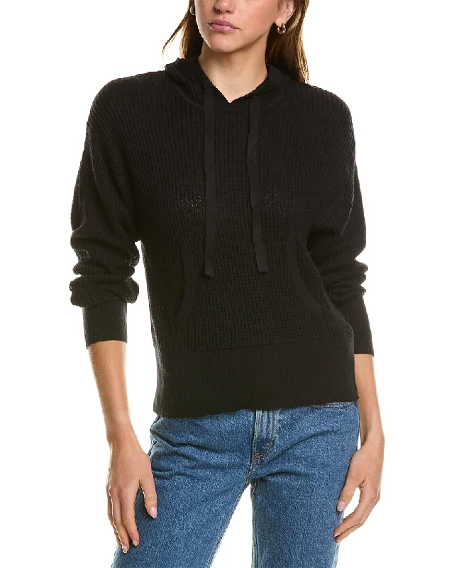 Best Online Clothing Boutiques Hannah Rose Waffle Stitch Cashmere-Blend Hoodie