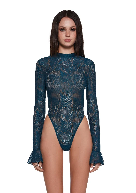 Women's Transitional Garments Frozen Wanderlust Lace Bodysuit - Dark Blue