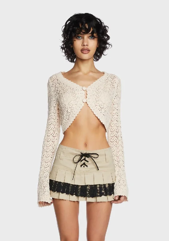 Women's Transitional Garments Nature Goddess Crochet Cardigan- Off White