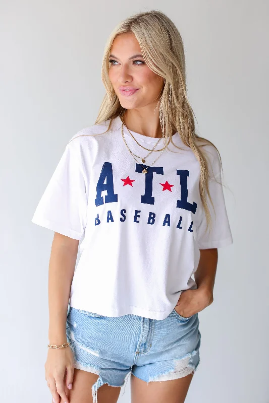 Chic & Cozy Apparel White ATL Star Baseball Cropped Tee