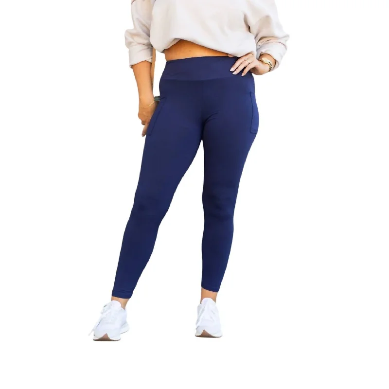 Clothing Sale Full-Length Leggings With Pocket In Navy