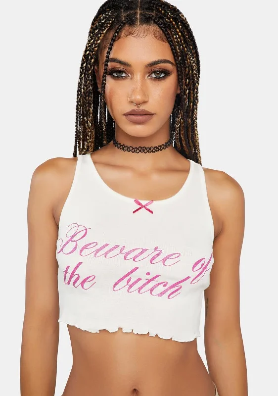 City Fashion Beware Of The B Crop Top