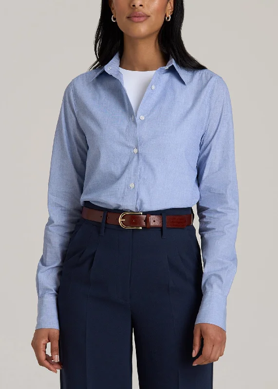 Everyday Wear Tall Women's Regular Fit Dress Shirt in Chambray Blue