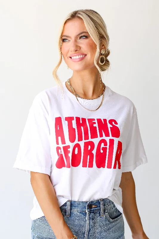 Vintage-Inspired Garments White Athens Georgia Cropped Tee