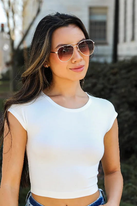 Women's Effortless Casual Outfit Easy Essential Cropped Tee