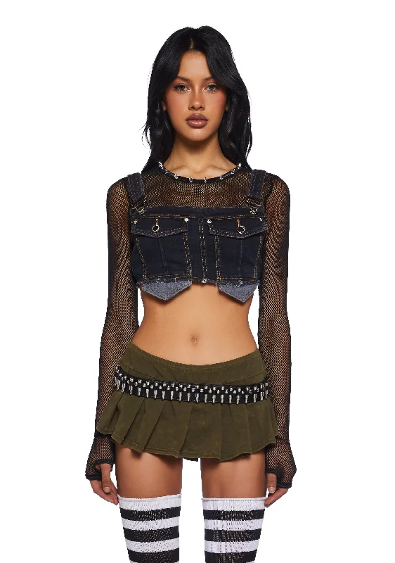 Current Trends Hot In It Denim Crop Top