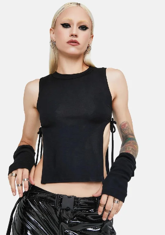 Women's Fashionable Attire For Work Noir Let You In Side Slit Tank Top