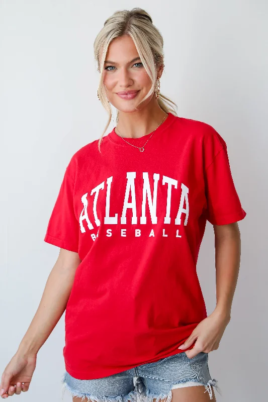 Evening Looks Red Atlanta Baseball Tee