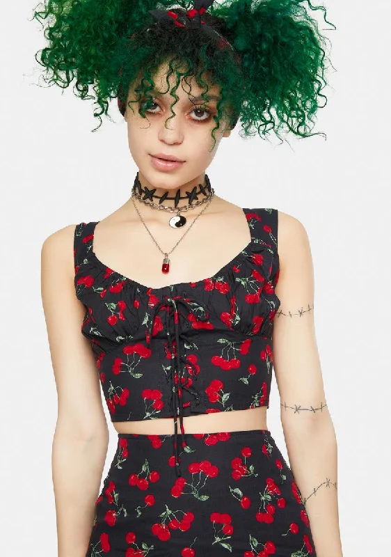 Women's Chic Outerwear Outfit Black Cherry Glarina Crop Top
