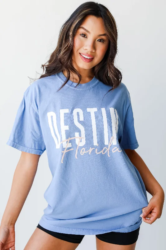 Women's Wardrobe Apparel Light Blue Destin Florida Script Tee