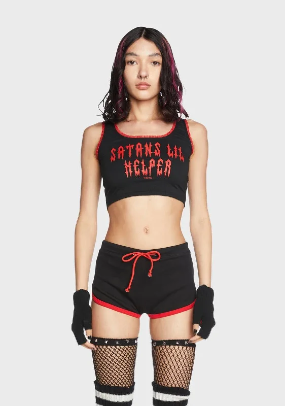 Women's Elegant Evening Outfit Satan's Lil Helper Crop Top