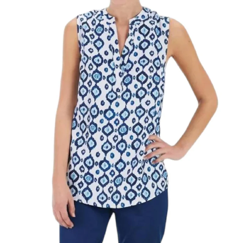 Fashionable Casual Tops Rue Tank Top In Navy Ikat