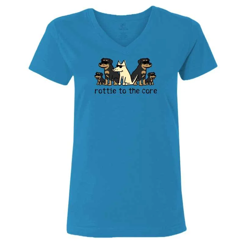 Discount Price Rottie To The Core - Ladies T-Shirt V-Neck