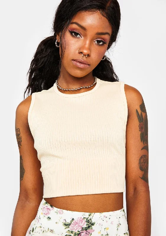 Comfortable Clothes Sand Amelia Rib Tank Top