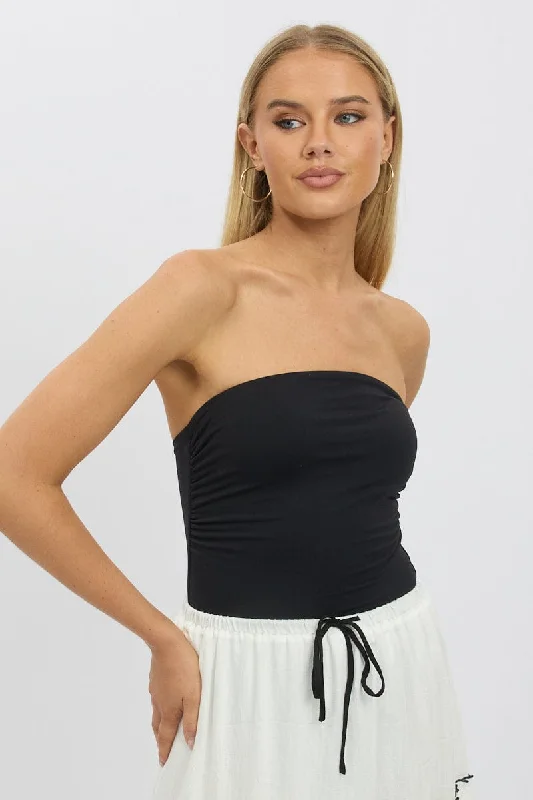 Stylish Women's Attire Black Supersoft Bandeau bodysuit