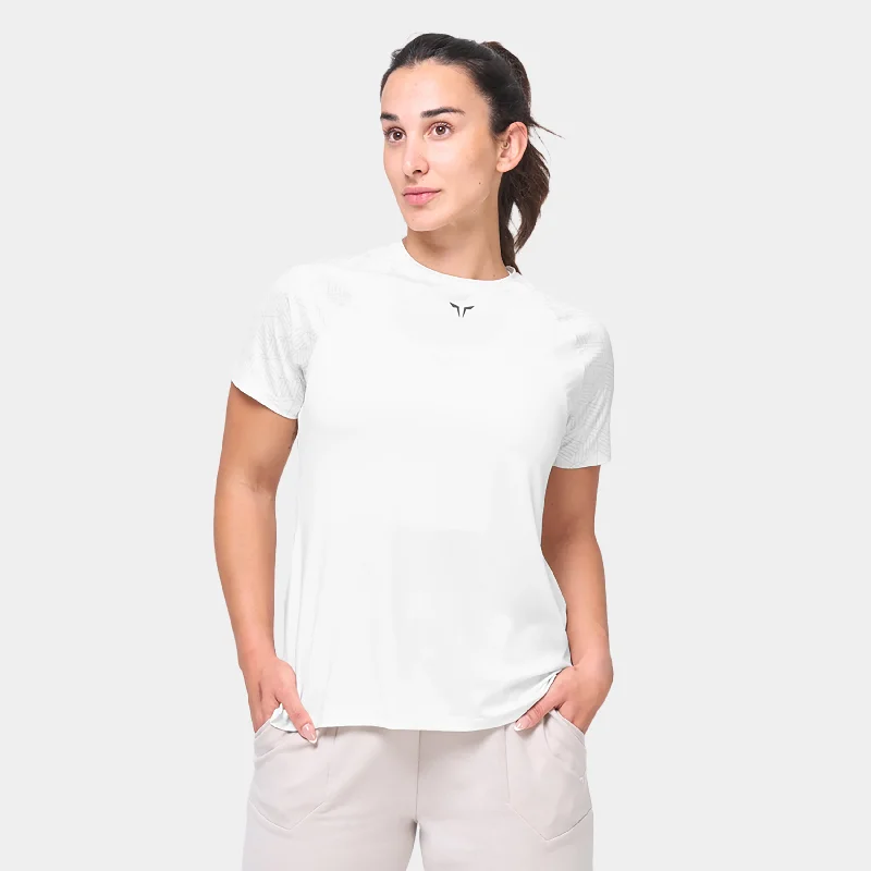 Women's Tailored Outfit Weightless Tee Monogram Sleeve - Pearl White