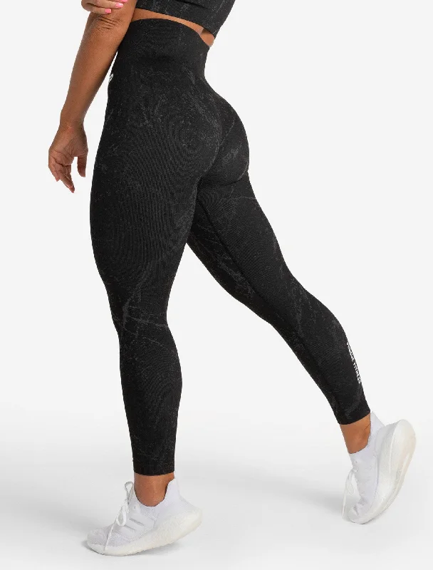 Women's Formal Clothes Marble Seamless Leggings - Black