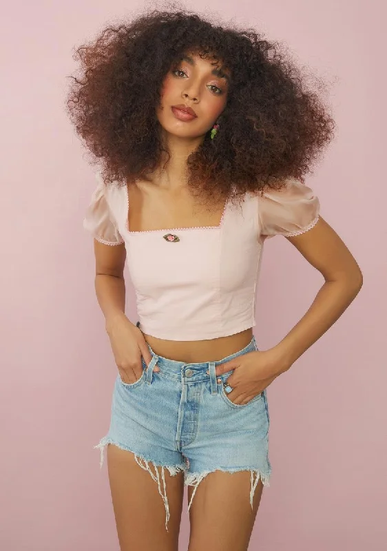 Women's Comfortable Apparel Blush French Summer Crop Top
