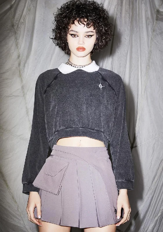 Sophisticated Fashion Reverb Polo Collar Washed Sweatshirt