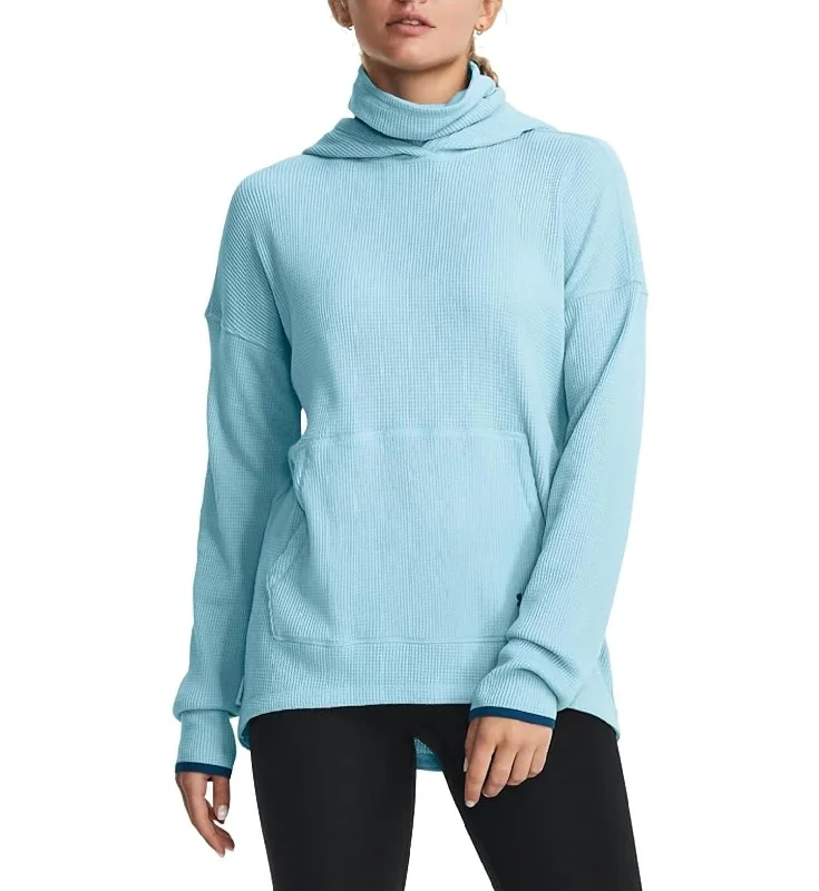 Women Clothes Waffle Funnel Hoodie In Blizzard/varsity Blue