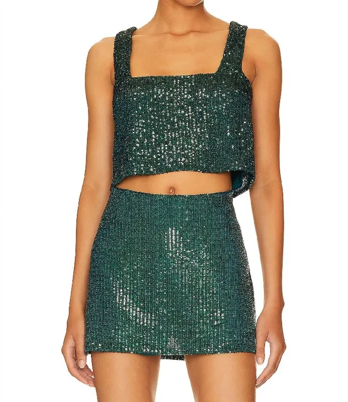 Best Boutiques Online Tara Crop Top In Emerald Sequins