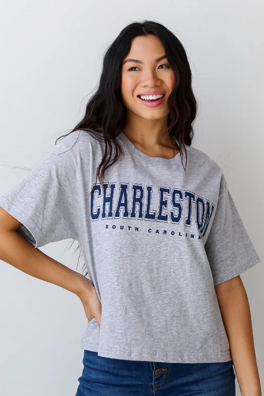 Women's Elegant Garments Heather Grey Charleston South Carolina Cropped Tee