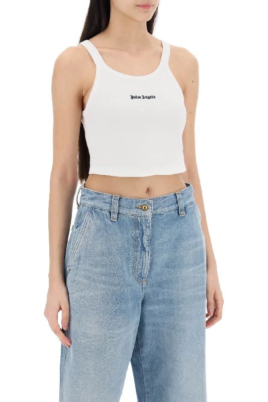 Women's Transitional Apparel Palm Angels Embroidered Logo Crop Top With