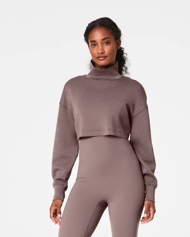 Stylish Women's Garments SPANX® AirEssentials Brushed & Cropped High-Neck Sweatshirt