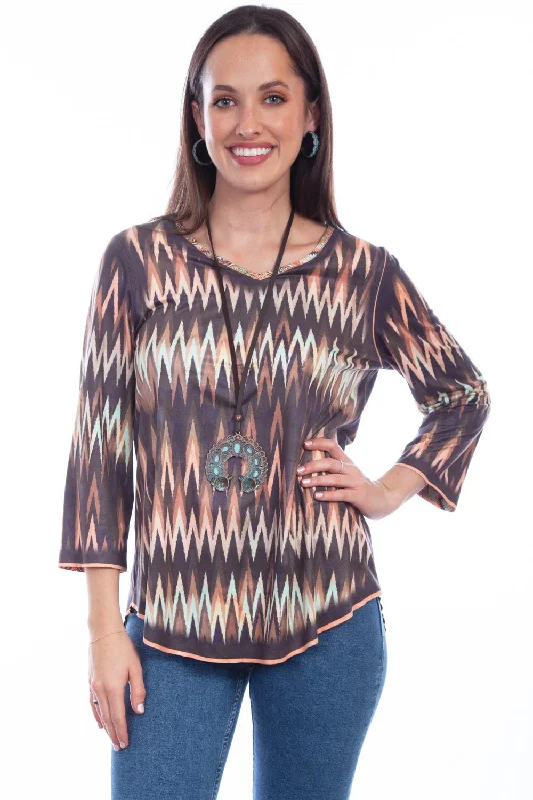 Vibrant Styles Scully Womens Multi-Color Polyester Reversible Ikat S/S Tunic