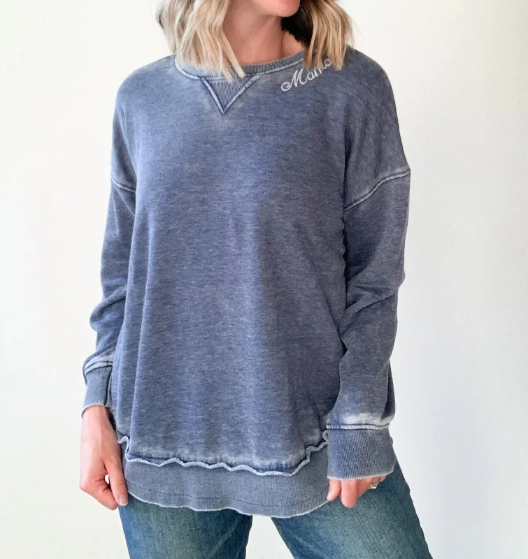 Women's Luxury Attire "mama" Embroidered Sweatshirt In Navy
