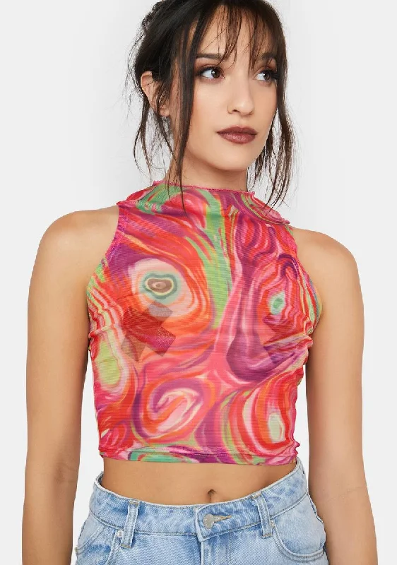 Women's High-Fashion Garments Matter Of Fact Mesh Tank Top