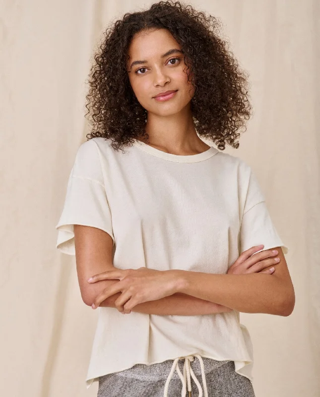 Women's Outdoor Attire The Crop Tee. Solid -- WASHED WHITE