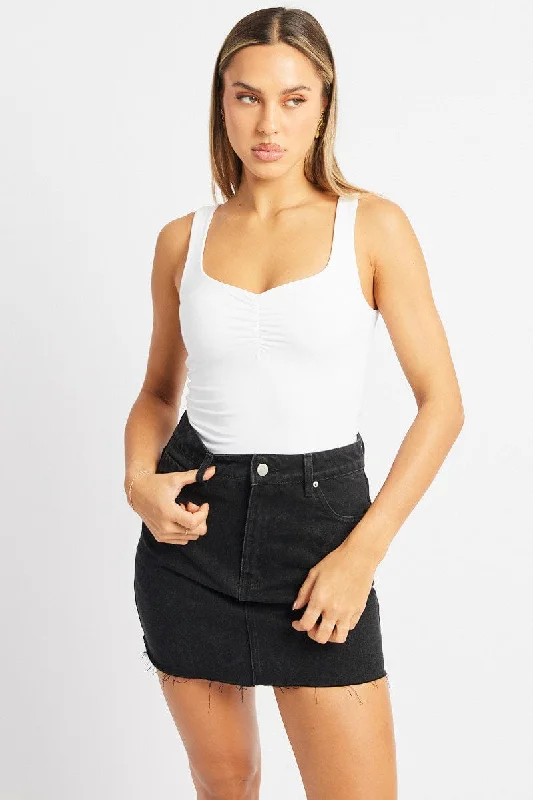 Women's Comfy Loungewear Outfit White Bodysuit Sleeveless Modal