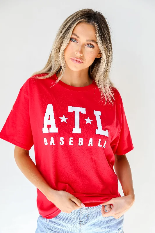 Fashion Sale Red ATL Baseball Star Tee