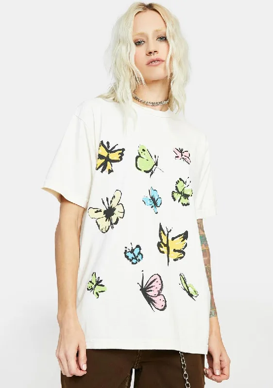Clothes Women Butterflies Organic Graphic Tee
