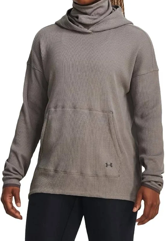 Clothing Woman Waffle Funnel Hoodie In Pewter/ash Taupe