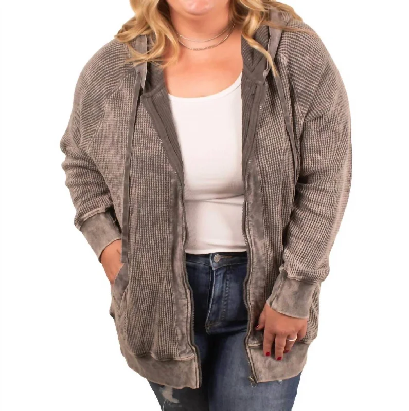 Women's Clothing Boutique Oakley Oversized Zip-Up Hoodie In Mineral Wash