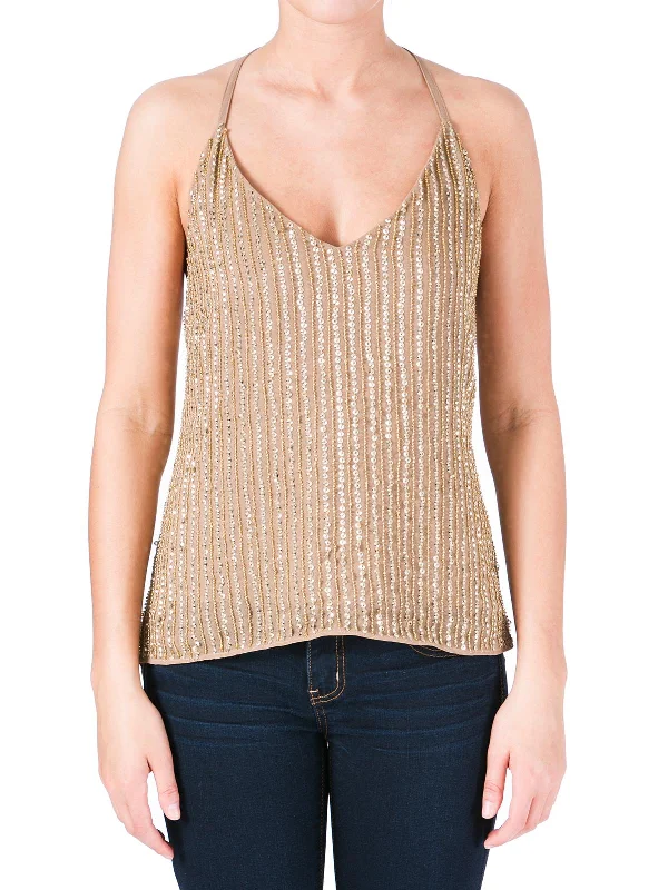 Relaxed Fashion Whitney Womens Chiffon Embellished Tank Top