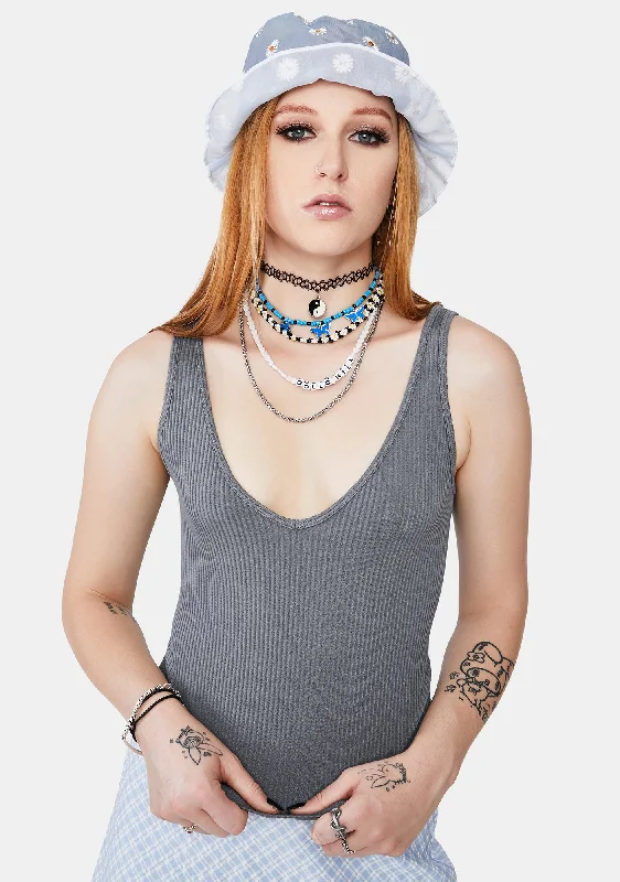 Women's Office Attire Grey Ribbed Brami Tank Top
