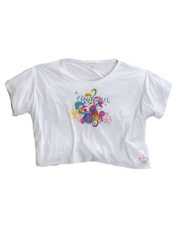 Women's Trendy Clothes Tin Haul Womens Paint Swirl White 100% Cotton S/S T-Shirt