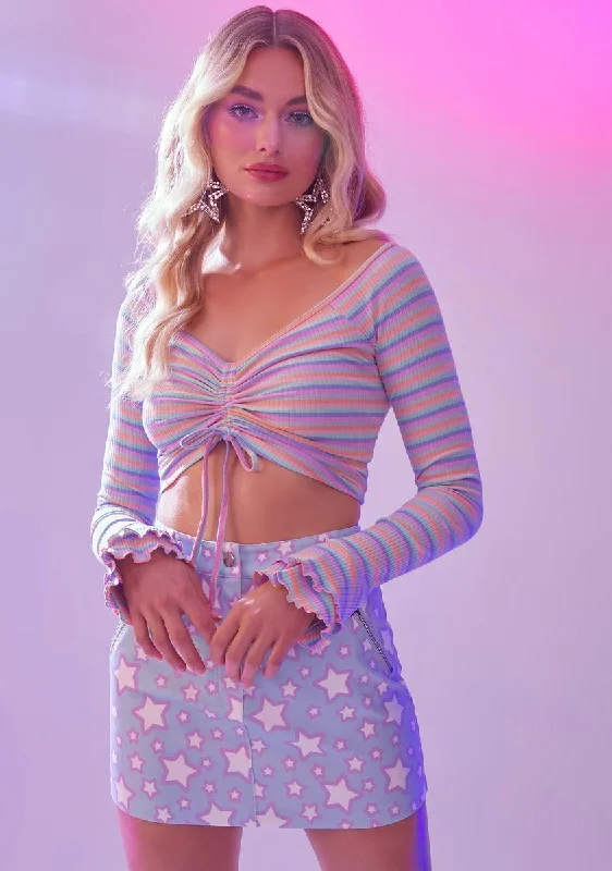 Must-Have Styles Baby Lies Pastel Stripes Crop Top