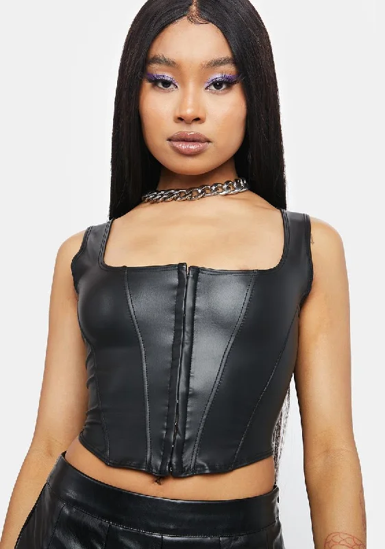 Fashion Sale Vegan Leather Total Judgement Corset Crop Top