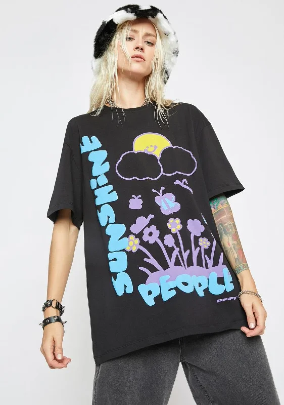 Trendy Women's Fashion Sunshine People Graphic Tee