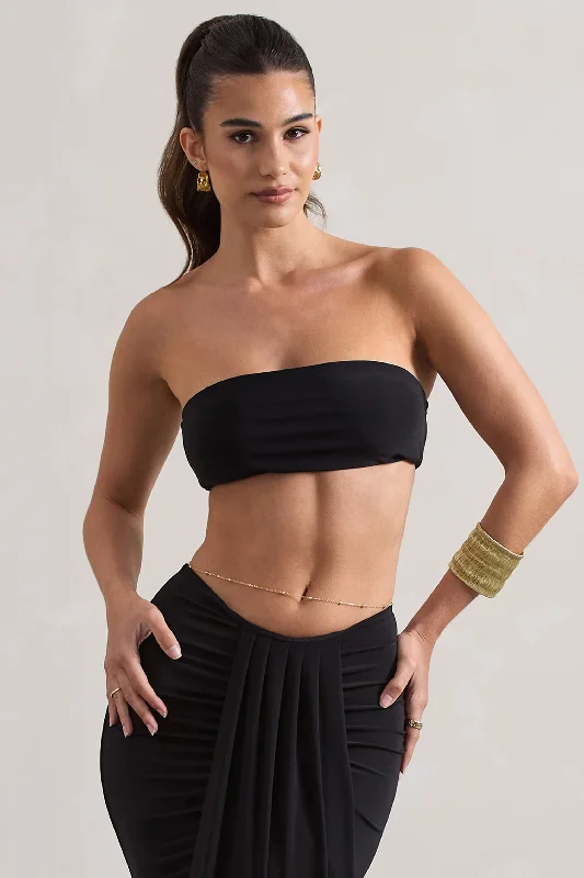 Women's High-Fashion Garments Vada | Black Bandeau Crop Top
